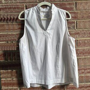 Vineyard Vines White Cotton/Spandex Ruffle Collar V-Neck Top, Size 16, XL